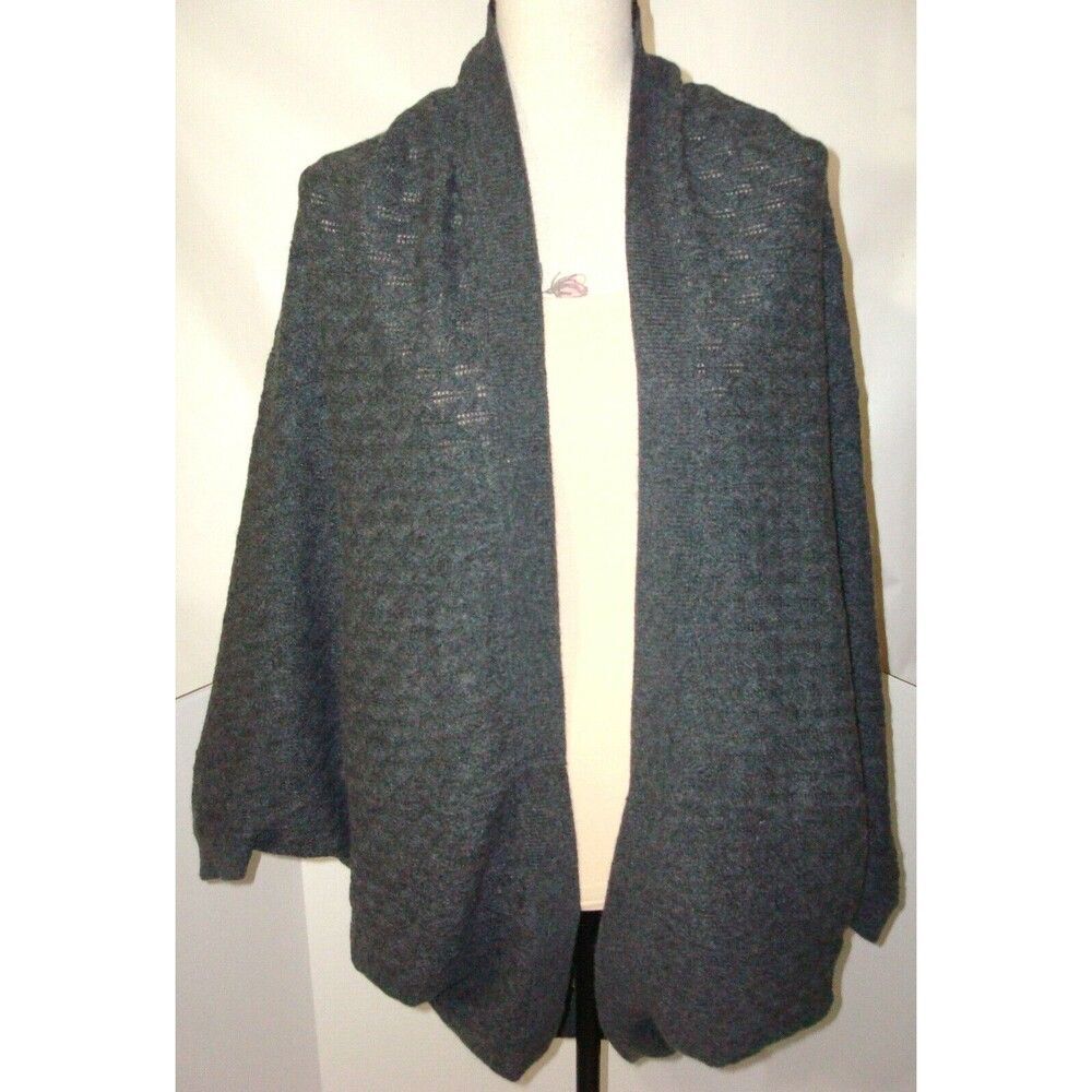 NWT New Womens 1X 2X Ryllace Plus 100% Cashmere Open Cardigan Sweater Dark Gray